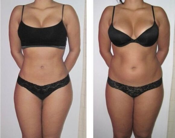 The transformation of the female figure after a drinking diet